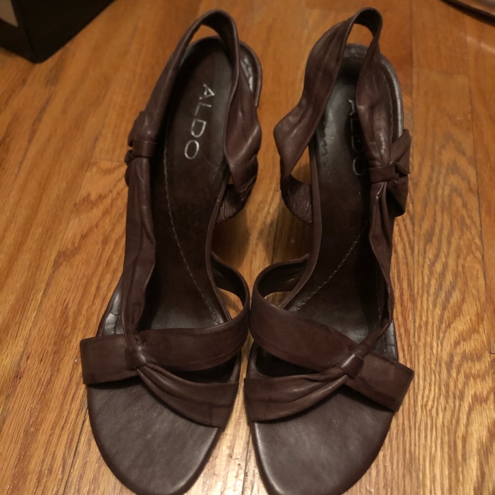Strappy chocolate brown heels